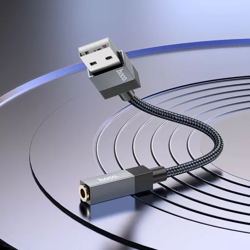 USB-A (apa) – 3,5 mm jack (anya) AUX adapter Hoco UPA32D fekete