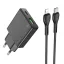 Hoco Slim hálózati töltő USB-A + USB-C QC3.0 PD 3A 20W + USB-C – Lightning kábel N38 fekete