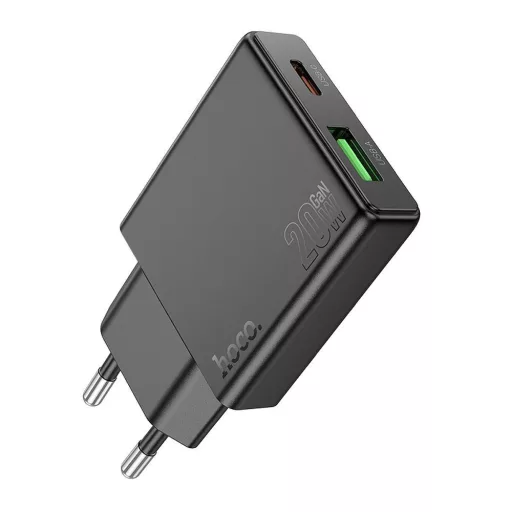 Hoco Slim hálózati töltő USB-A + USB-C QC3.0 PD 3A 20W N38 fekete