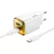 Hoco hálózati töltő USB-A + USB-C QC3.0 PD 3A 20W + USB-C – USB-C kábel N52 fehér