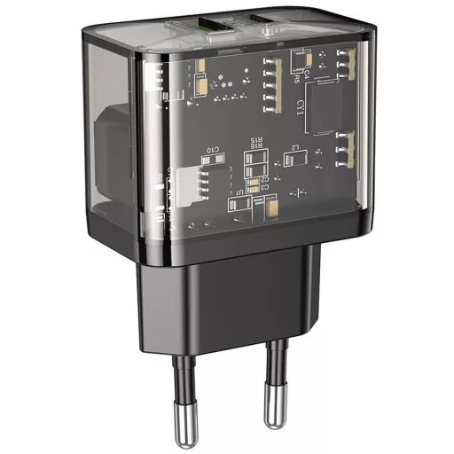 Hoco hálózati töltő USB-A + USB-C QC3.0 PD 3A 20W N34 átlátszó