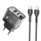 Hoco hálózati töltő USB-A + USB-C QC3.0 PD 3A 20W + USB-C – USB-C kábel N34 átlátszó