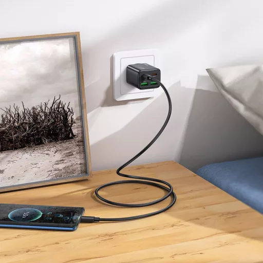 Hoco hálózati töltő 2×USB-C + 2×USB-A QC3.0 PD 3A 30W N56 fekete