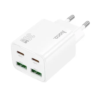   Hoco hálózati töltő 2×USB-C + 2×USB-A QC3.0 PD 3A 30W N56 fehér