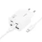 Hoco hálózati töltő 2×USB-C + 2×USB-A QC3.0 PD 3A 30W + USB-C – Lightning kábel N56 fehér