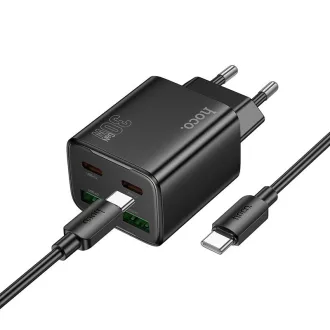   Hoco hálózati töltő 2×USB-C + 2×USB-A QC3.0 PD 3A 30W + USB-C – USB-C kábel N56 fekete