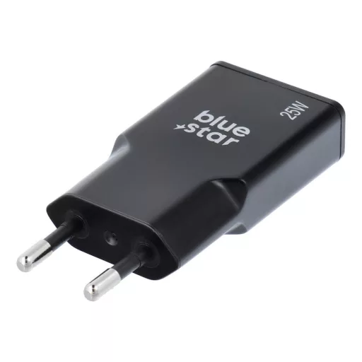 Blue Star Slim GaN hálózati töltő USB-C + USB-A QC4.0 PD 3A 25W TFK-SC-25WAC fekete