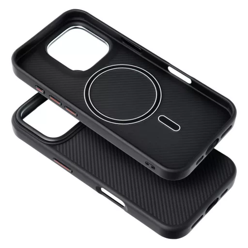 iPhone 16e (SE 4 2025) / 17e Carbon Elite Mag Cover tok – Magsafe kompatibilis – fekete