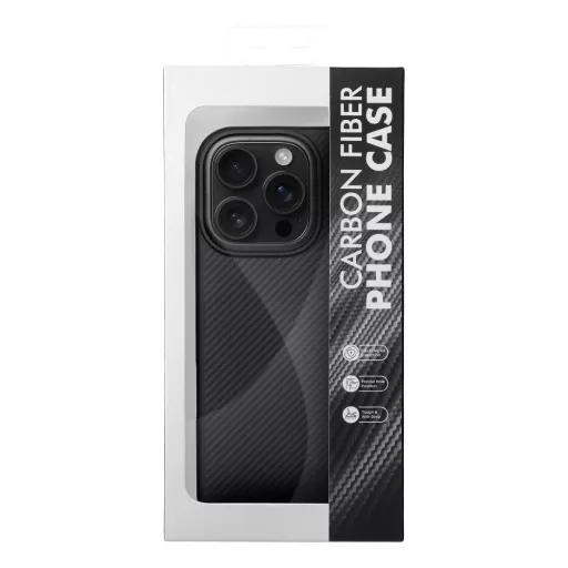 iPhone 16e (SE 4 2025) / 17e Carbon Elite Mag Cover tok – Magsafe kompatibilis – fekete