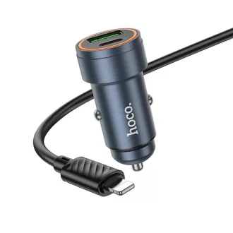   Hoco autós töltő USB-A + USB-C QC3.0 PD 30W + USB-C – Lightning kábel Z57A fekete
