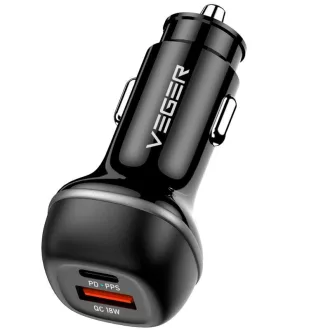   VEGER autós töltő USB-A + USB-C QC PD 51W CC62-1A1C fekete