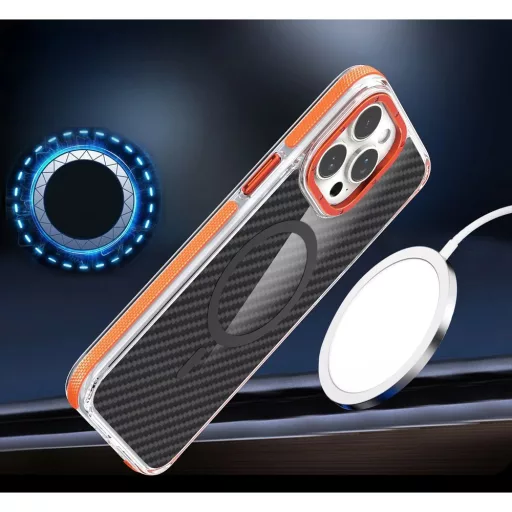 Fiber tok Samsung S24 / S25  Magsafe kompatibilis narancssárga