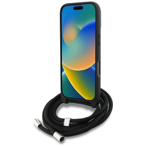 KARL LAGERFELD tok iPhone 16 PRO MAX KLHCP16XPGGRMPCK Magsafe kompatibilis (CRSSBY Grained PU W/ Pattern & Logo) Fekete