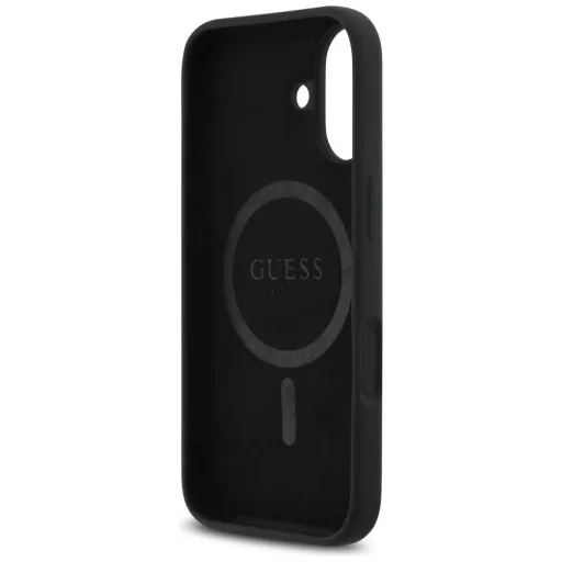 GUESS tok iPhone 17 Magsafe kompatibilis GUHMP17SSCTRLMK (Silicone W/ Triangle Logo) fekete