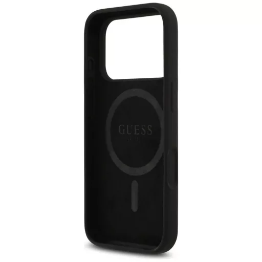 GUESS tok iPhone 17 Pro Magsafe kompatibilis GUHMP17LSCTRLMK (Silicone W/ Triangle Logo) fekete