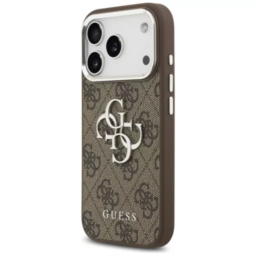 GUESS tok iPhone 17 Pro GUHCP17LP4G4SMCW (4G PU Leather Case with Big 4G and Classic Logo ezüst Metal Camera Frame) barna