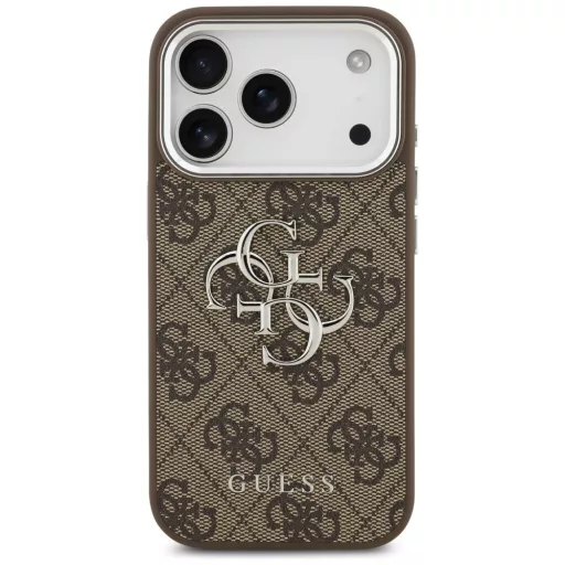 GUESS tok iPhone 17 Pro GUHCP17LP4G4SMCW (4G PU Leather Case with Big 4G and Classic Logo ezüst Metal Camera Frame) barna