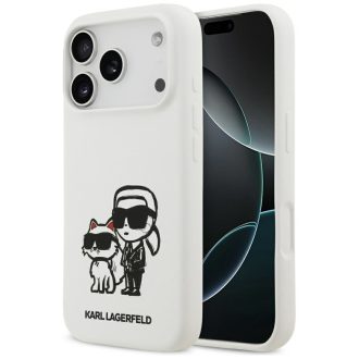   KARL LAGERFELD tok iPhone 17 Pro Magsafe kompatibilis KLHMP17LSKCGRGOH (Silicone W/ K&C Sketch & Logo) fehér