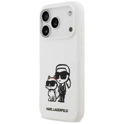 KARL LAGERFELD tok iPhone 17 Pro Magsafe kompatibilis KLHMP17LSKCGRGOH (Silicone W/ K&C Sketch & Logo) fehér