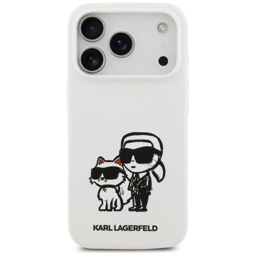 KARL LAGERFELD tok iPhone 17 Pro Magsafe kompatibilis KLHMP17LSKCGRGOH (Silicone W/ K&C Sketch & Logo) fehér