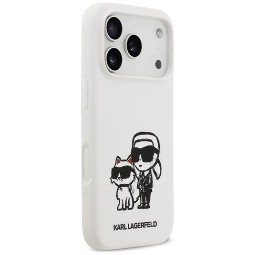 KARL LAGERFELD tok iPhone 17 Pro Magsafe kompatibilis KLHMP17LSKCGRGOH (Silicone W/ K&C Sketch & Logo) fehér