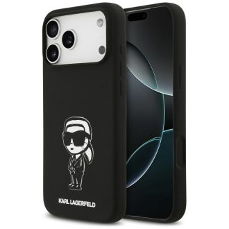   KARL LAGERFELD tok iPhone 17 Pro Max Magsafe kompatibilis KLHMP17XSKIGROK (Silicone W/ KL Sketch & Logo) Fekete