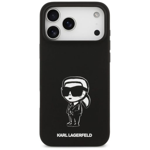 KARL LAGERFELD tok iPhone 17 Pro Max Magsafe kompatibilis KLHMP17XSKIGROK (Silicone W/ KL Sketch & Logo) Fekete