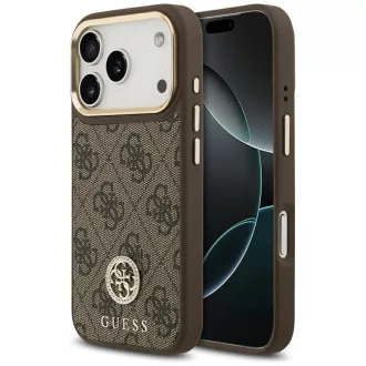   GUESS tok iPhone 17 Pro Magsafe kompatibilis GUHMP17LP4GRMDEW (PU W/ 4G Strass Logo) barna
