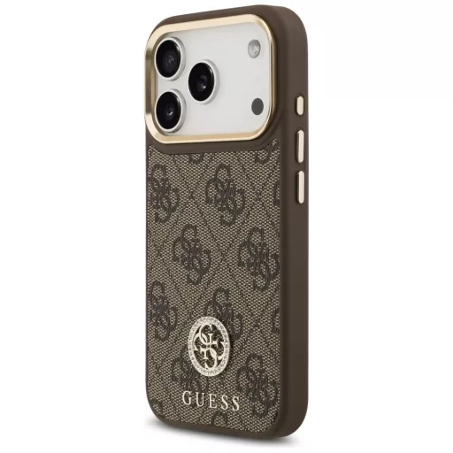 GUESS tok iPhone 17 Pro Magsafe kompatibilis GUHMP17LP4GRMDEW (PU W/ 4G Strass Logo) barna