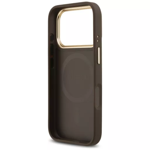 GUESS tok iPhone 17 Pro Magsafe kompatibilis GUHMP17LP4GRMDEW (PU W/ 4G Strass Logo) barna