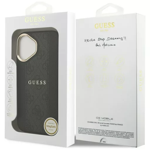 GUESS tok iPhone 17 Magsafe kompatibilis GUHMP17SPG4SEMCK (PU W/ 4G Stripe) fekete