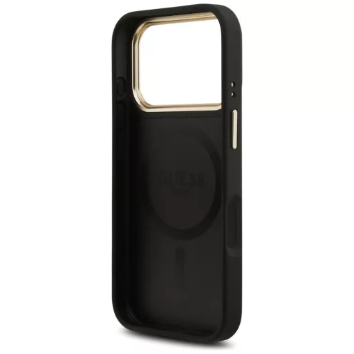 GUESS tok iPhone 17 Pro Magsafe kompatibilis GUHMP17LPG4SEMCK (PU W/ 4G Stripe) fekete