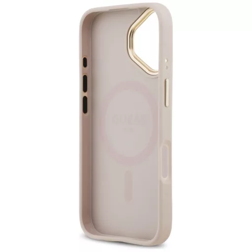GUESS tok iPhone 17 Magsafe kompatibilis GUHMP17SPGCRMDEP (PU W/ Grained Strass Logo) rózsaszín