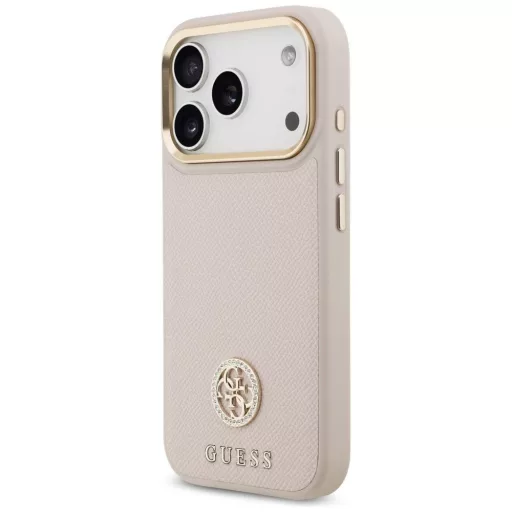 GUESS tok iPhone 17 Pro Magsafe kompatibilis GUHMP17LPGCRMDEP (PU W/ Grained Strass Logo) rózsaszín