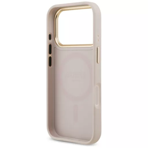 GUESS tok iPhone 17 Pro Magsafe kompatibilis GUHMP17LPGCRMDEP (PU W/ Grained Strass Logo) rózsaszín