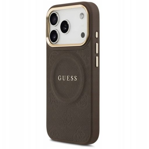GUESS tok iPhone 17 Pro Magsafe kompatibilis GUHMP17LPSAMSECW (PU W/ Peony Hot Stamp) barna