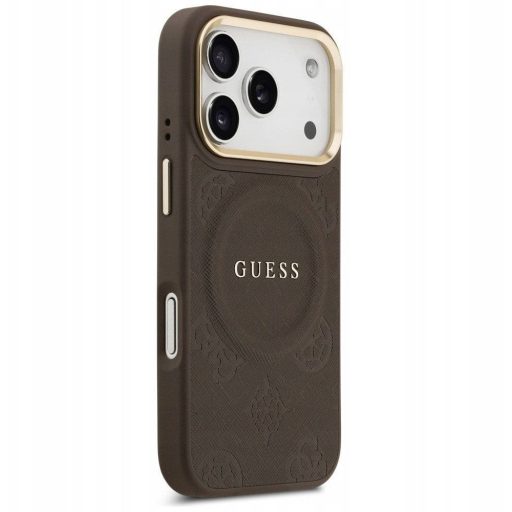 GUESS tok iPhone 17 Pro Magsafe kompatibilis GUHMP17LPSAMSECW (PU W/ Peony Hot Stamp) barna