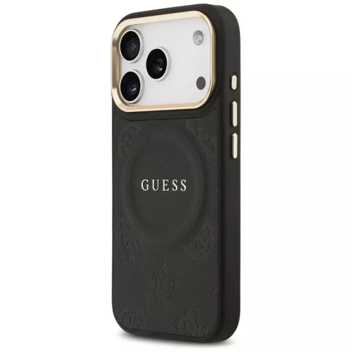 GUESS tok iPhone 17 Pro Magsafe kompatibilis GUHMP17LPSAMSECK (PU W/ Peony Hot Stamp) fekete