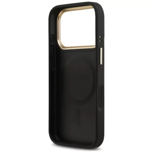 GUESS tok iPhone 17 Pro Magsafe kompatibilis GUHMP17LPSAMSECK (PU W/ Peony Hot Stamp) fekete