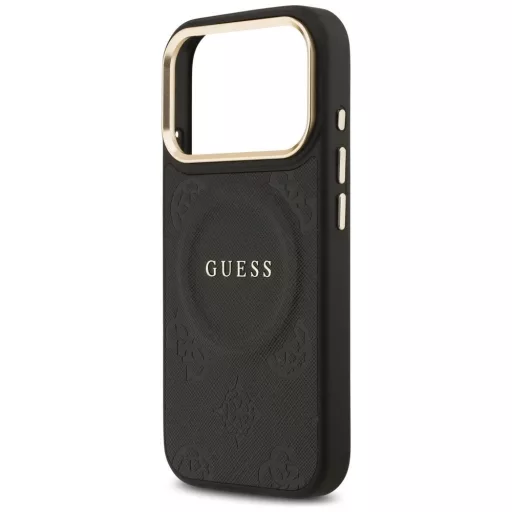 GUESS tok iPhone 17 Pro Magsafe kompatibilis GUHMP17LPSAMSECK (PU W/ Peony Hot Stamp) fekete
