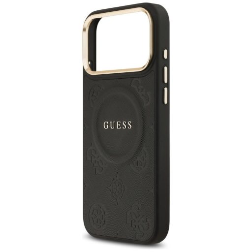 GUESS tok iPhone 17 Pro Max Magsafe kompatibilis GUHMP17XPSAMSECK (PU W/ Peony Hot Stamp) fekete