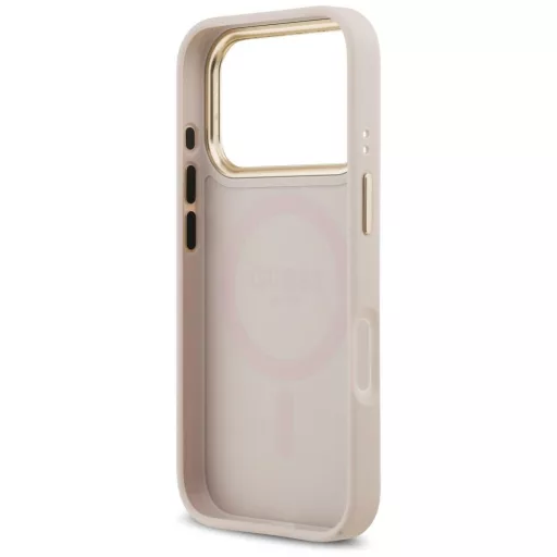 GUESS tok iPhone 17 Pro Magsafe kompatibilis GUHMP17LPSAMSECP (PU W/ Peony Hot Stamp) rózsaszín