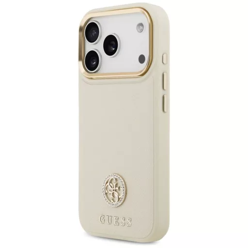 GUESS tok iPhone 17 Pro Magsafe kompatibilis GUHMP17LPGCRMDEE (PU W/ Grained Strass Logo) bézs