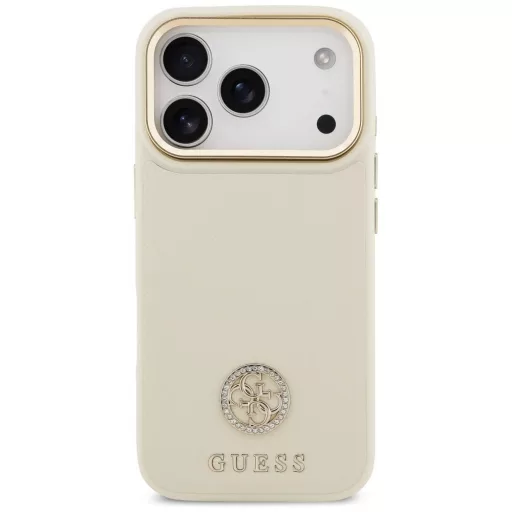 GUESS tok iPhone 17 Pro Magsafe kompatibilis GUHMP17LPGCRMDEE (PU W/ Grained Strass Logo) bézs