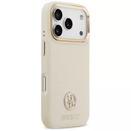 GUESS tok iPhone 17 Pro Magsafe kompatibilis GUHMP17LPGCRMDEE (PU W/ Grained Strass Logo) bézs