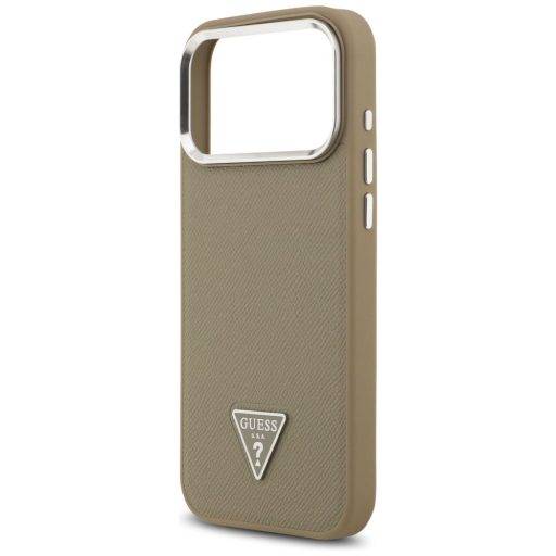 GUESS tok iPhone 17 Pro Max Magsafe kompatibilis GUHMP17XPGTSPSW (Grained PU Triangle Logo) barna