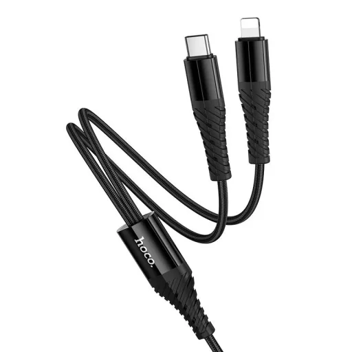 Hoco X123 2 az 1-ben USB-C töltőkábel (USB-C – USB-C + Lightning) 1 m fekete