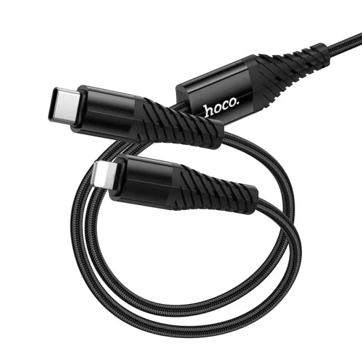 Hoco X123 2 az 1-ben USB-C töltőkábel (USB-C – USB-C + Lightning) 1 m fekete