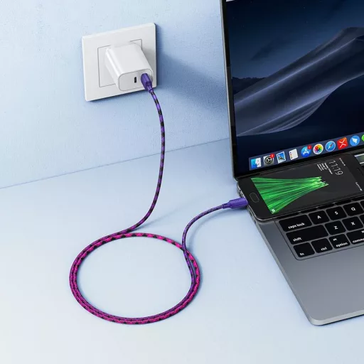 Hoco USB-A – Micro USB töltőkábel X116 Gradient 2,4A 1 m lila