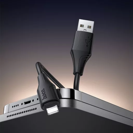 Hoco USB-A – Lightning töltőkábel X124 Silicone 2,4A 1 m fekete